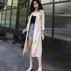 Plain 3/4-sleeve Long Jacket