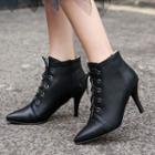 Pointed Kitten-heel Lace-up Ankle Boots