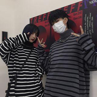 Couple Matching Striped Oversize Sweater