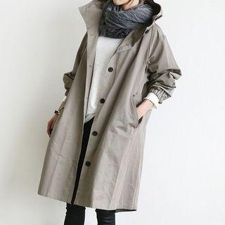 Hooded Button Trench Coat