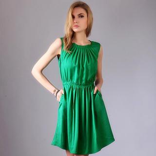 Sleeveless Pleated A-line Dress