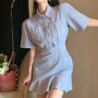 Short-sleeve Denim Mermaid Mini Dress