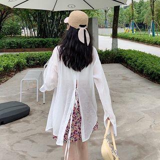 Plain Sheer Tie-back Blouse
