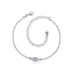 Fashion Simple Leaf Blue Cubic Zircon Anklet Silver - One Size