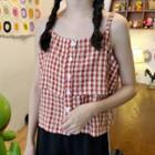 Gingham Buttoned Camisole Top