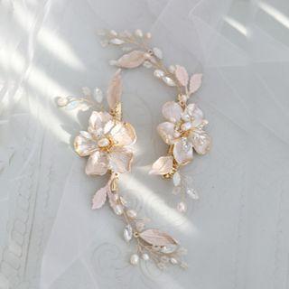 Rhinestone Flower Branch Hair Clip N27 - Silver - One Size