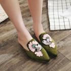 Flower Applique Pointed Mules