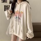Printed Oversize Hoodie Beige - One Size