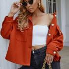 Corduroy Plain Pocket Button-up Jacket