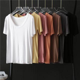 Short Sleeve Crew-neck Plain T-shirt