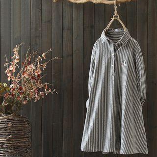 Striped Embroidered Shirt Dress