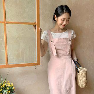 Slit-front Overall Dress