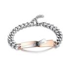 Fashion And Elegant Rose Gold Geometric 316l Stainless Steel Bracelet With Cubic Zirconia Silver - One Size