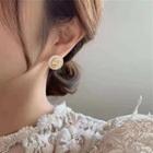 Resin Alloy Disc Earring 1 Pair - S925 Silver - Gold & White - One Size