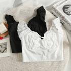 Tie-front Ruffle-trim Crop Top