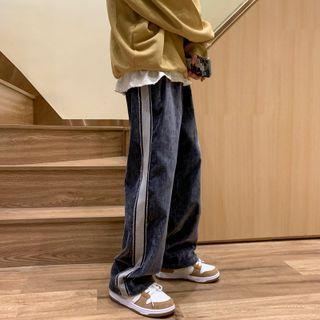 Contrast Striped Corduroy Pants
