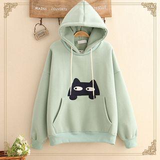 Cat Patch Pocketed Hoodie