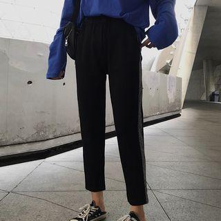 Contrast Trim Cropped Pants Black - One Size