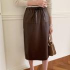 Drawcord H-line Pleather Skirt
