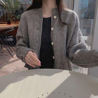Raglan-sleeve Knit Cardigan