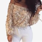 Off-shoulder Sequined Blouse