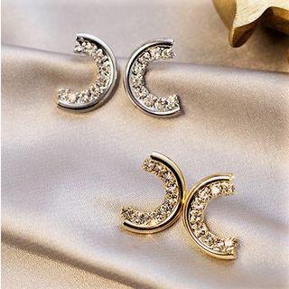 Rhinestone Crescent Stud Earring