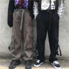Gather-cuff Belted Strap Cargo Pants