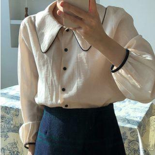 Contrast-trim Shirt Off-white - One Size