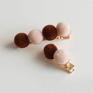Set Of 2: Pom Pom Hair Clip