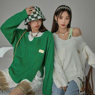 [no One Else] Distressed Rib Sweater One Size