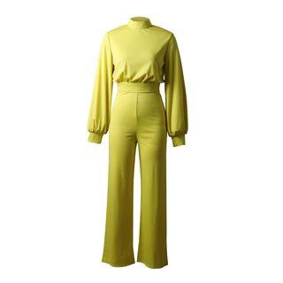 Mock-neck Long-sleeve Jumpsuit