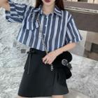 Short-sleeve Striped Shirt / Skirt