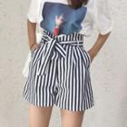 Tie-waist Striped Shorts