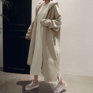 Hooded Zip-front Long Jacket