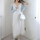 Plain Long-sleeve T-shirt / Sleeveless Midi Dress