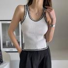 Contrast-trim Ribbed Tank Top