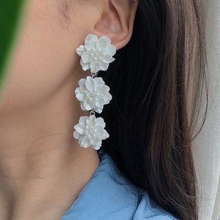 Acrylic Faux Pearl Flower Dangle Earring