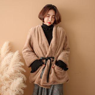 Tie-waist Faux-fur Jacket