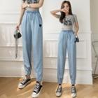Mid Rise Heart Embroidered Baggy Jeans