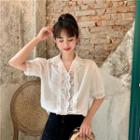 Short-sleeve Lace Embroidered Shirt