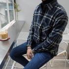 Pocket-front Plaid Wool Blend Shirt