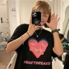 Short-sleeve Letter Heart Print T-shirt