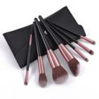 Set Of 7: Makeup Brush With Bag Set Of 7 - With Bag - Brownish Black - One Size