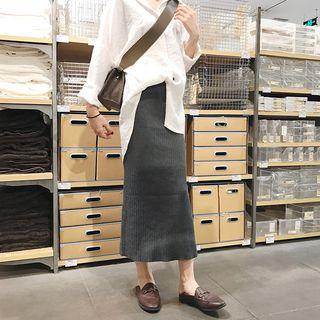 Slit-back Plain Maxi Skirt