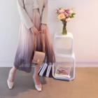 Band-waist Gradient Tulle Skirt Pink - One Size