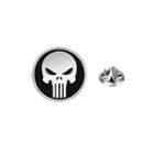 Simple Personality Skull Black Geometric Round Brooch Silver - One Size