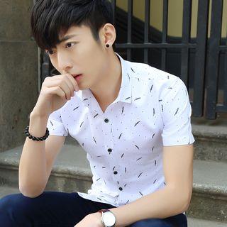 Feather Print Short Sleeve Shirt
