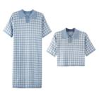 Checked Short-sleeve Knit Top / Collared Short-sleeve Knit Dress