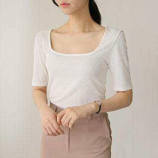 Square-neck Asymmetric-back Top