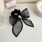 Bow Pearl Hair Tie Black - One Size